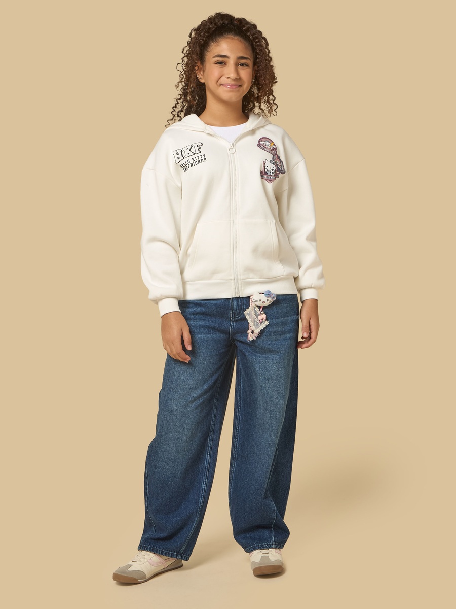 Wide Leg Jeans with Hello Kitty Keyring Chain