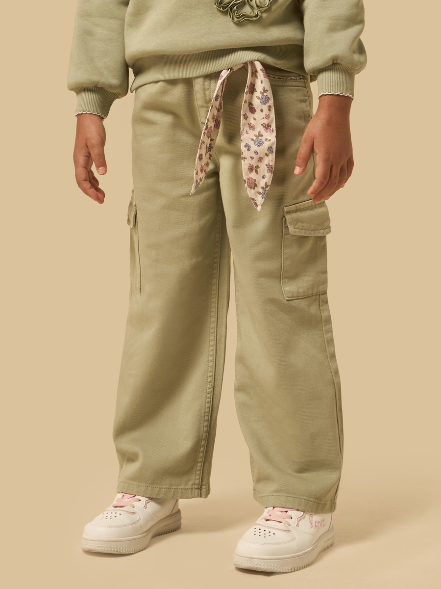 Wide Leg Cotton Cargo Jeans