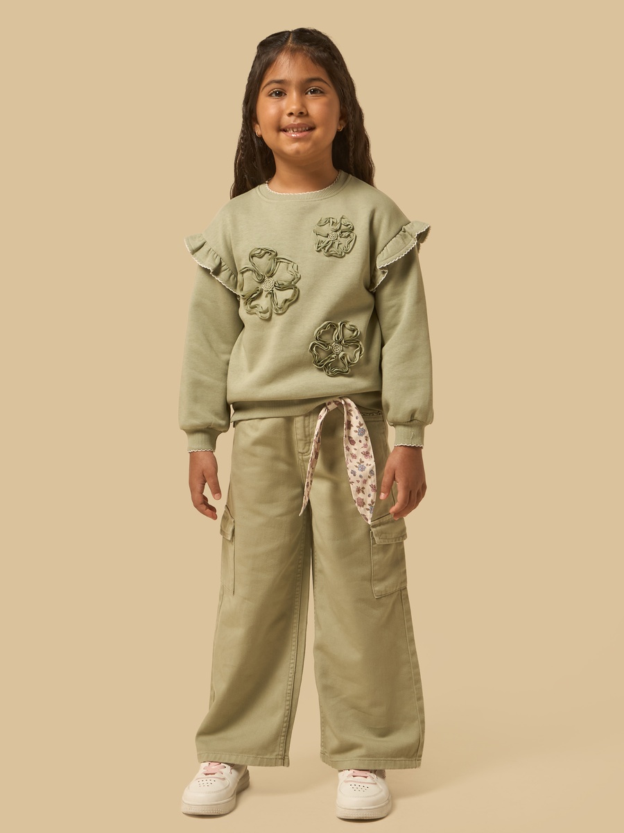 Wide Leg Cotton Cargo Jeans