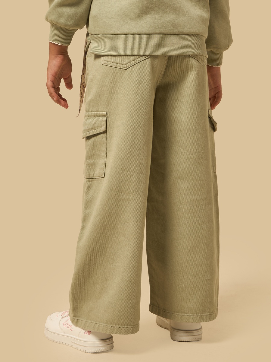 Wide Leg Cotton Cargo Jeans