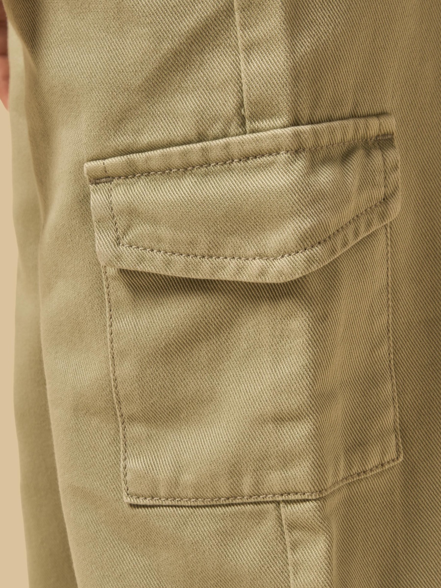Wide Leg Cotton Cargo Jeans