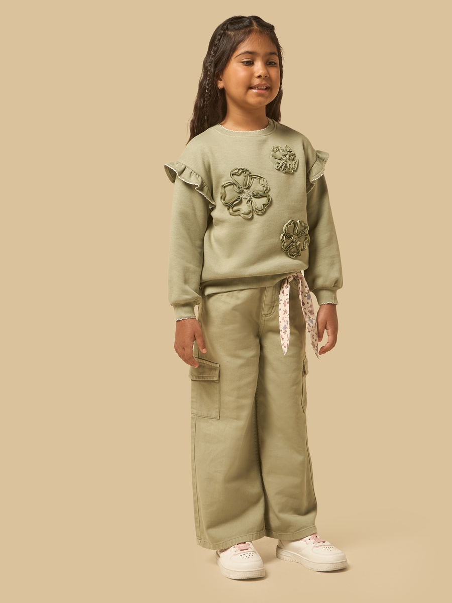 Wide Leg Cotton Cargo Jeans