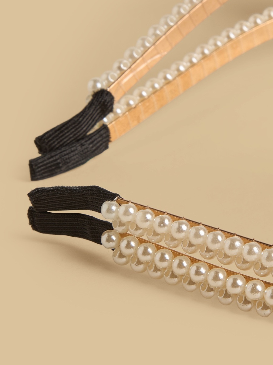 Pack of 2 - Floral Embellished Pearl Hairband
