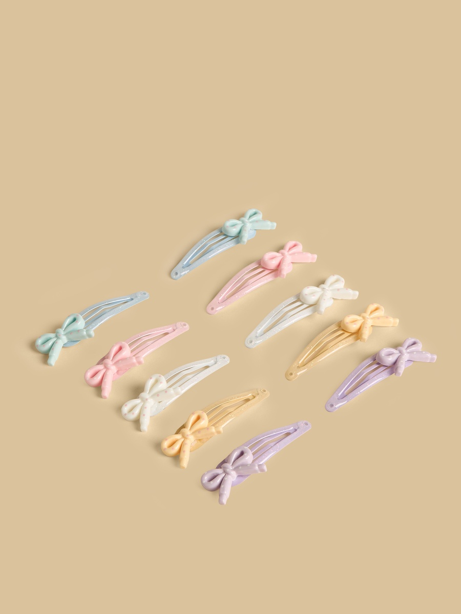 Pack of 10 - Bow Accent Hair Clip