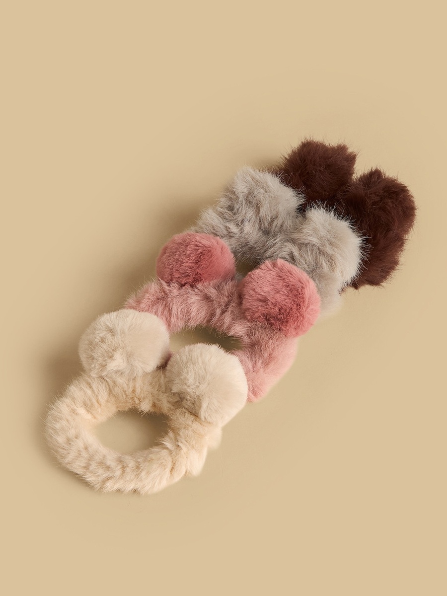 Pack of 4 -  Faux Fur Scrunchy