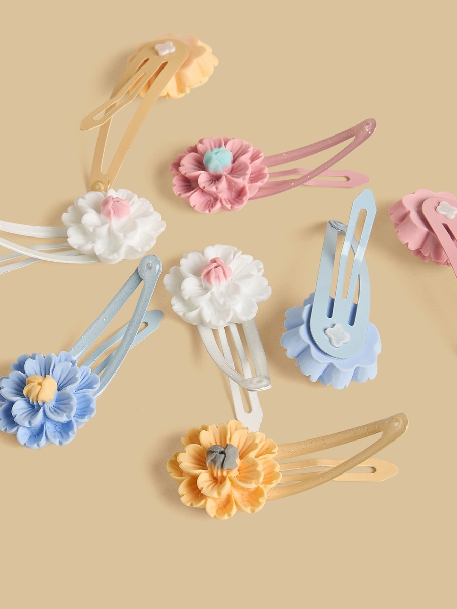 Pack of 8 - Floral Accent Hair Clip