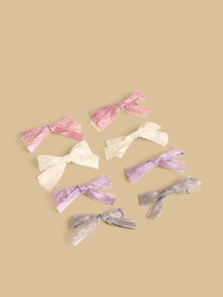 Pack of 8 - Textured Bow Hair Clip