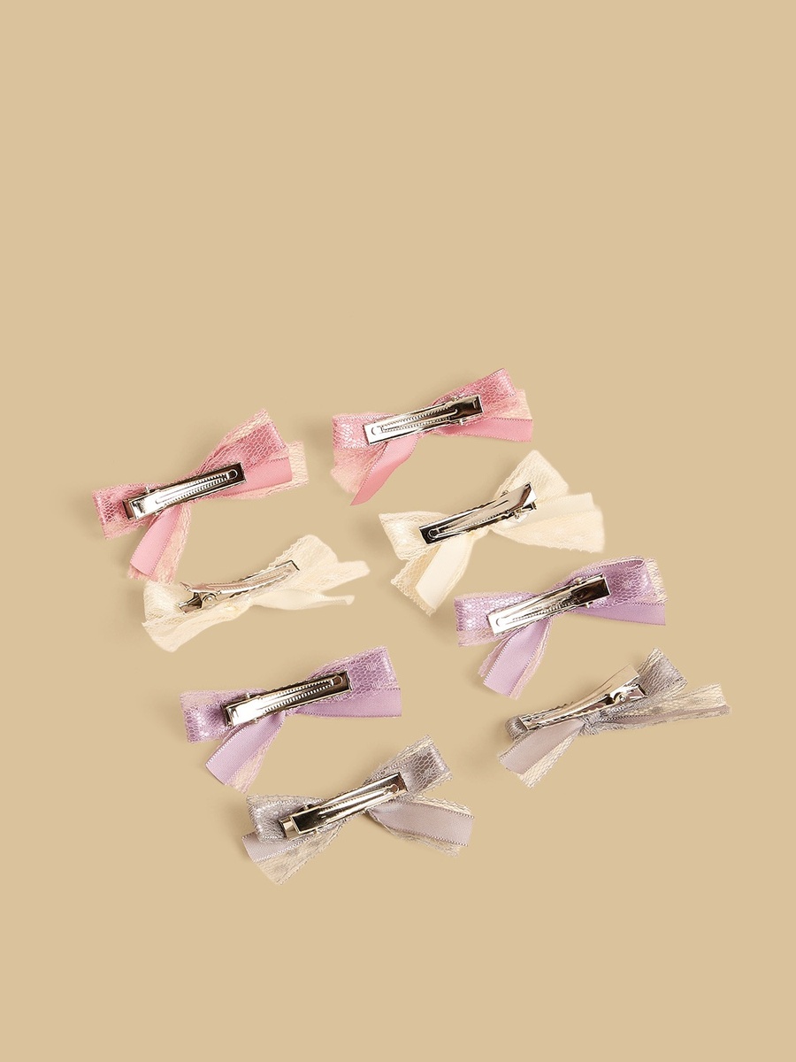 Pack of 8 - Textured Bow Hair Clip