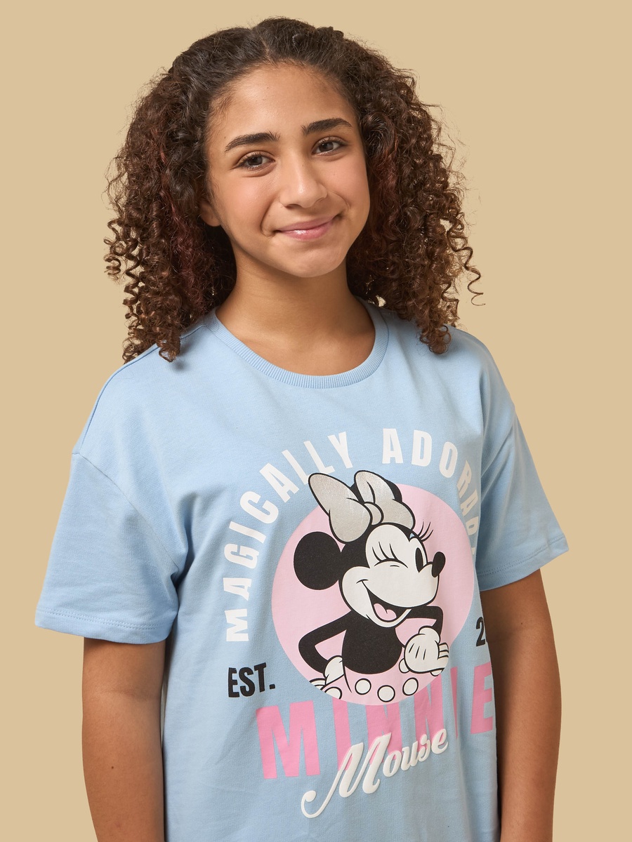 Minnie Mouse Print Viscose Drop Waist Dress