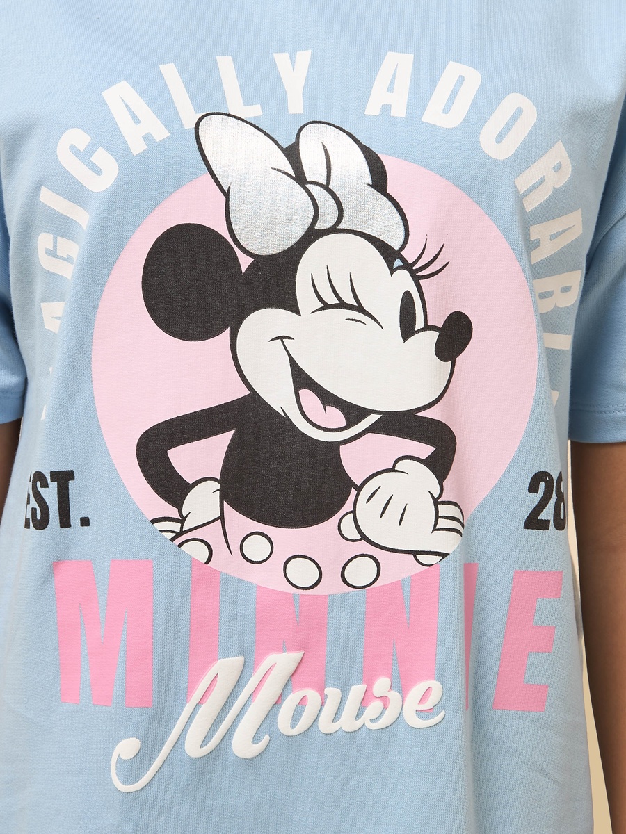 Minnie Mouse Print Viscose Drop Waist Dress