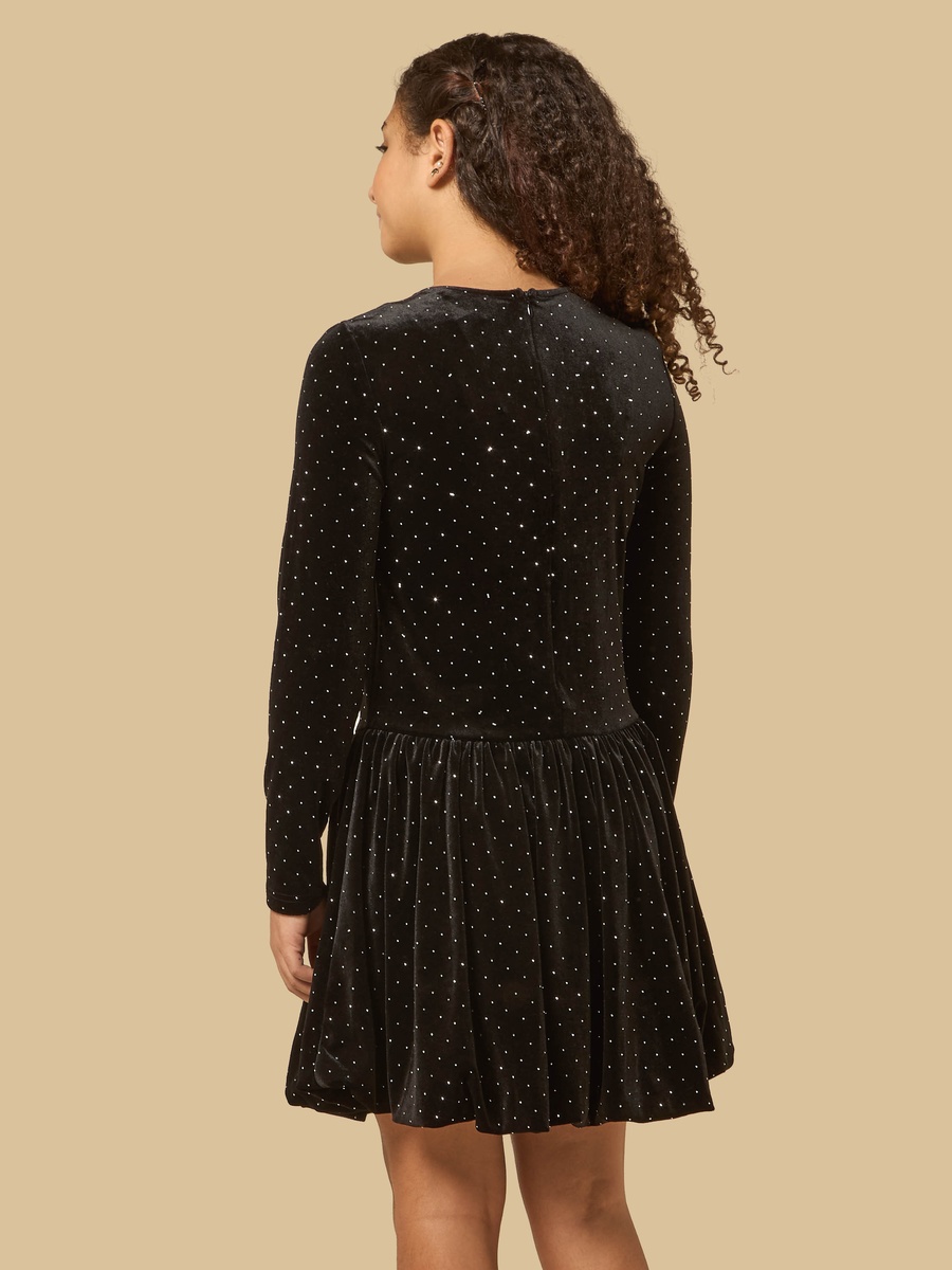 Rhinestone Embellished Velour Dress
