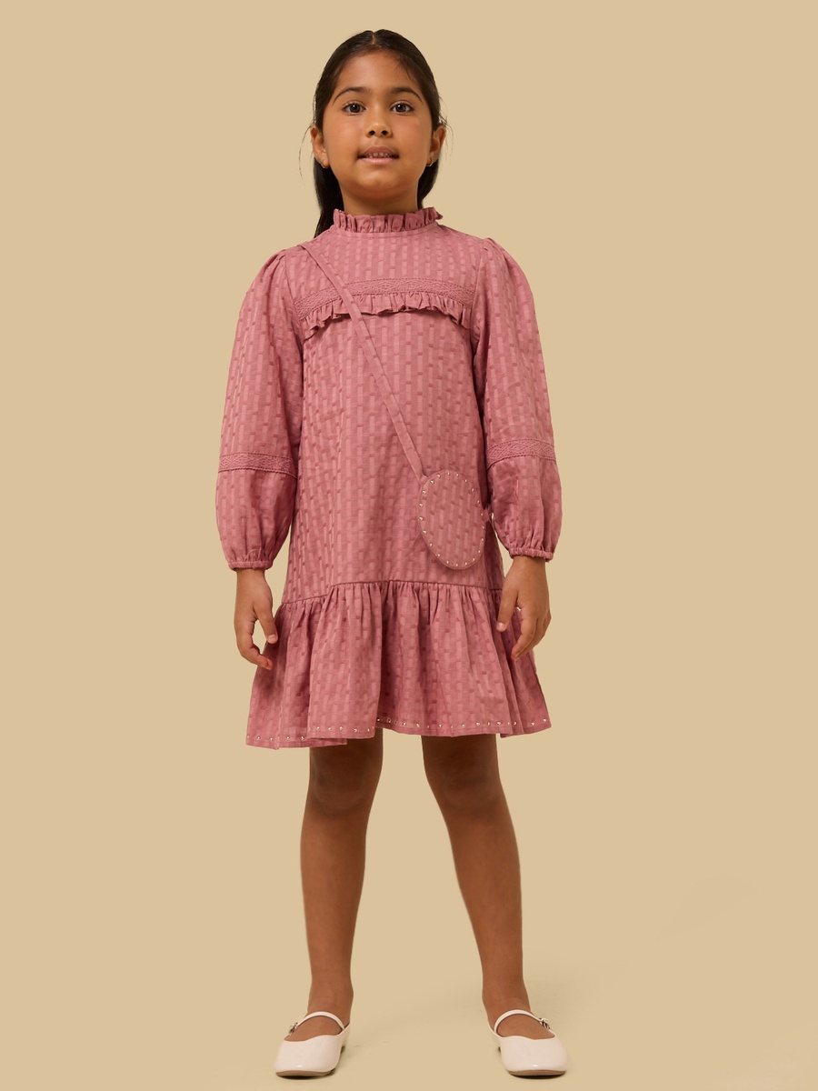 Textured Dress with Pie Crust Neck