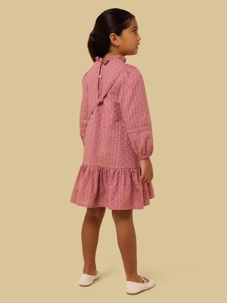 Textured Dress with Pie Crust Neck