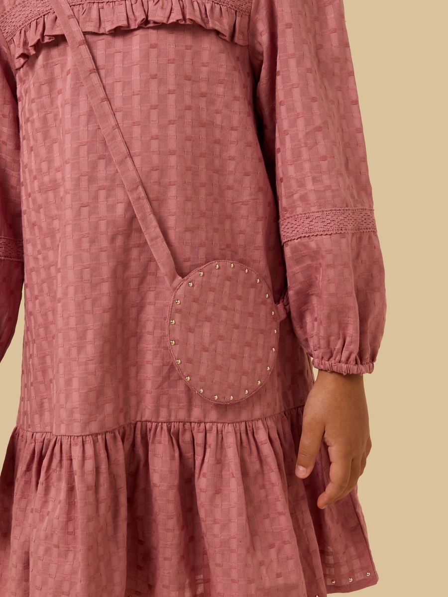 Textured Dress with Pie Crust Neck