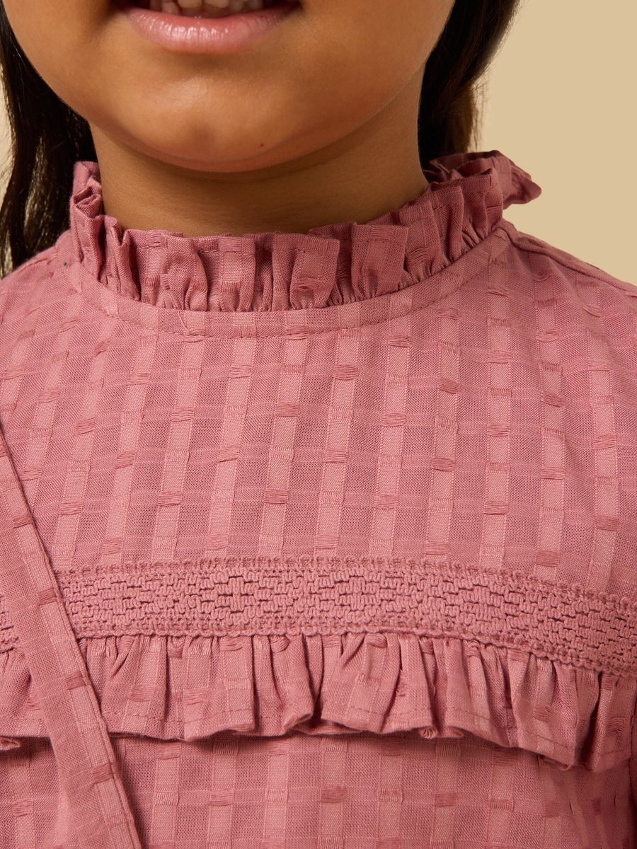 Textured Dress with Pie Crust Neck