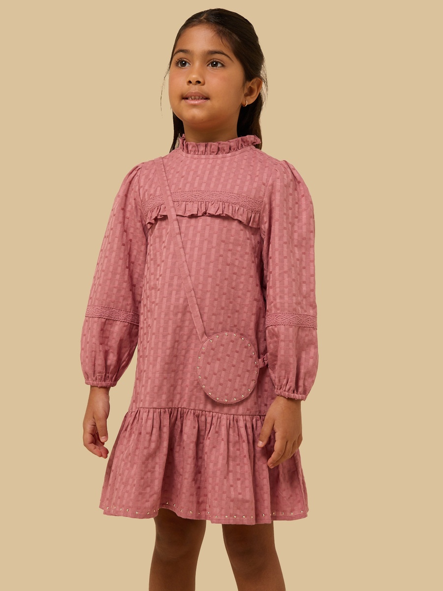 Textured Dress with Pie Crust Neck
