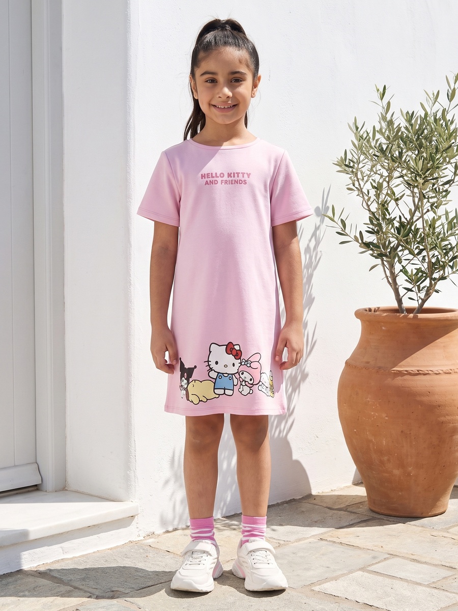 Hello Kitty and Friends Print T-Shirt Dress