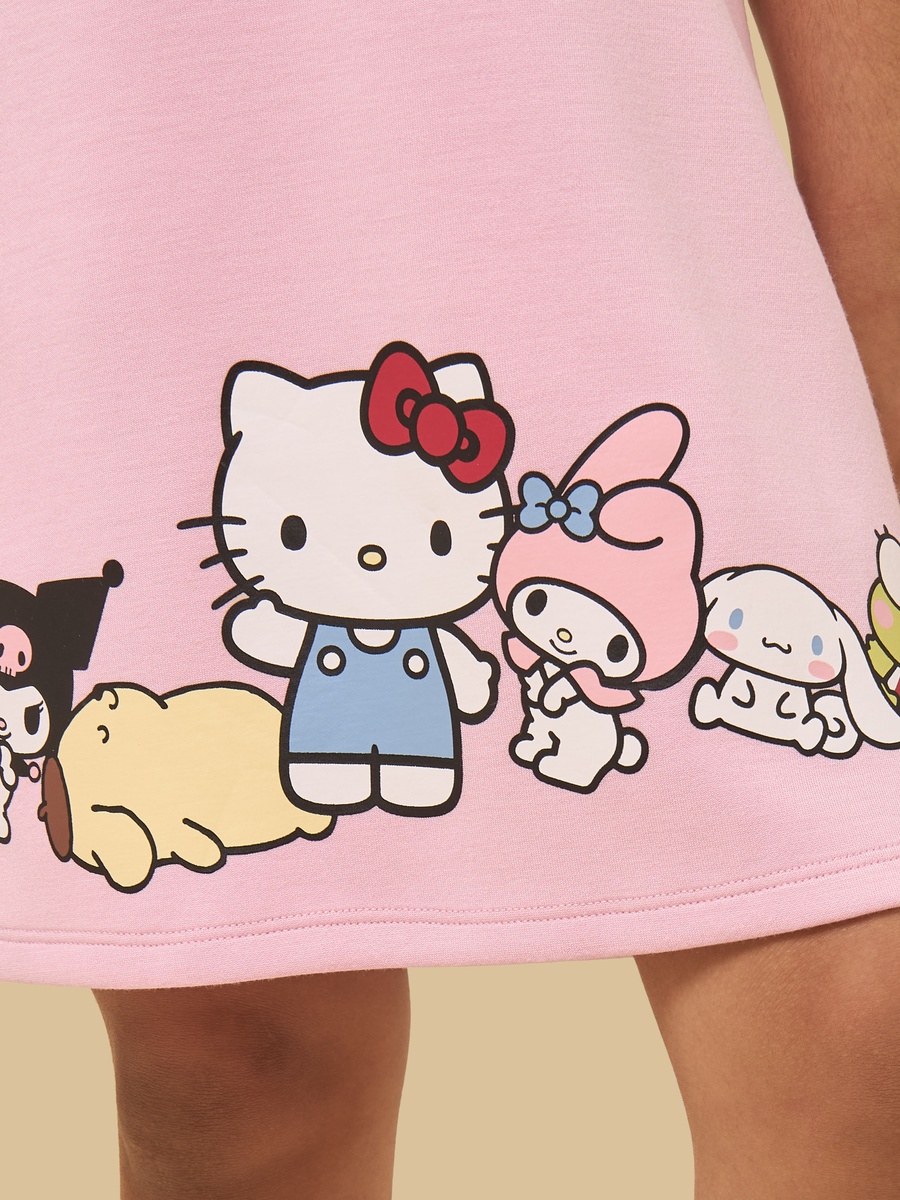 Hello Kitty and Friends Print T-Shirt Dress