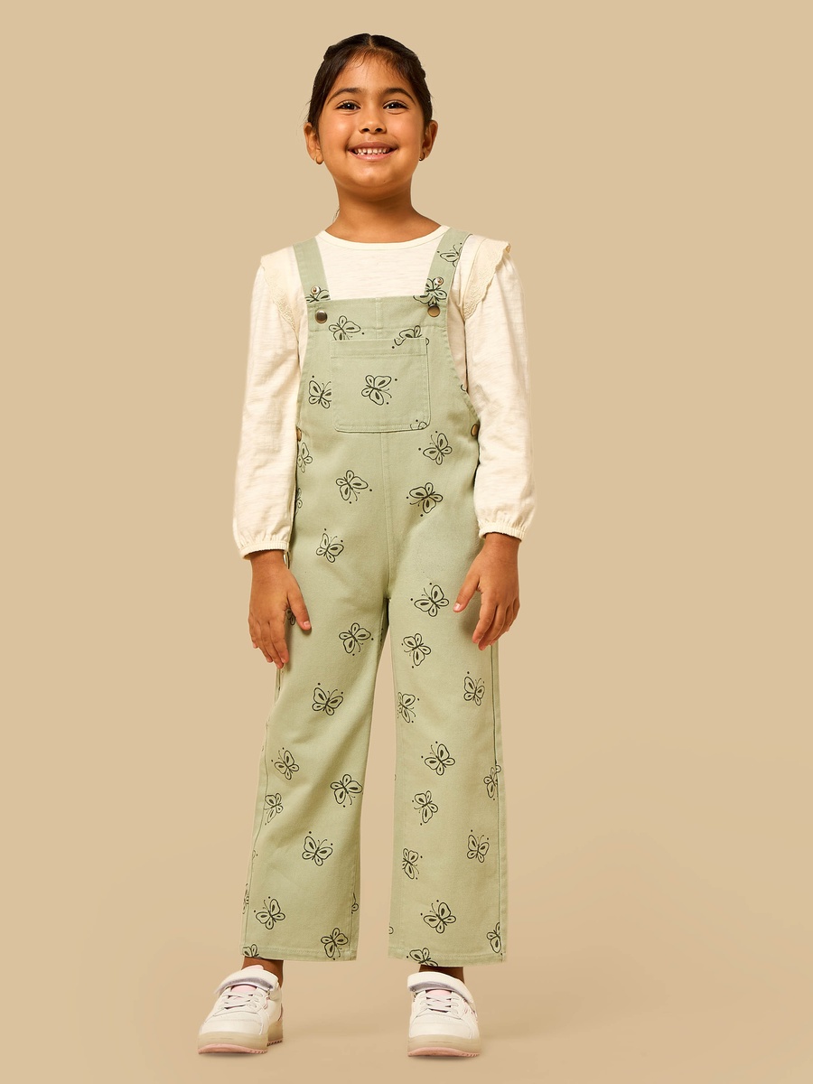 Butterfly Print Dungaree and T-Shirt Set