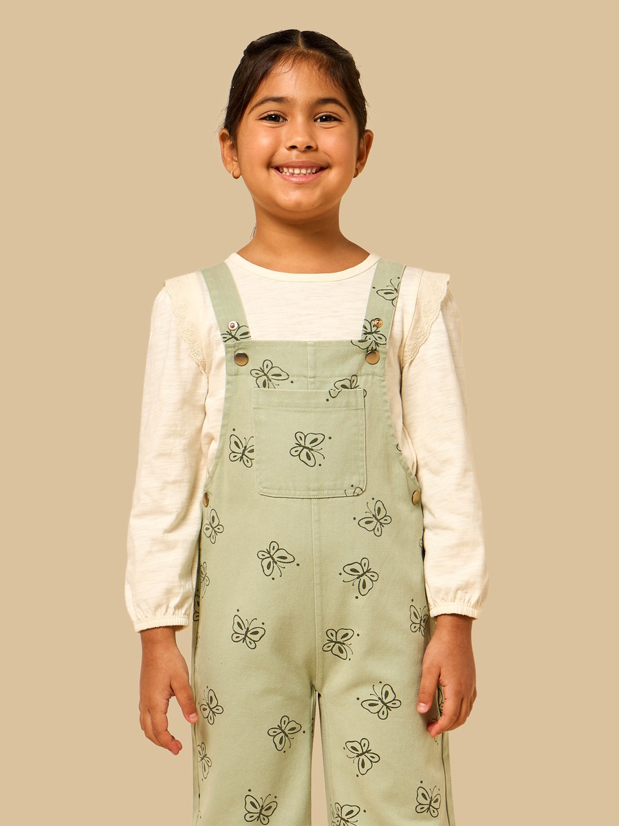 Butterfly Print Dungaree and T-Shirt Set
