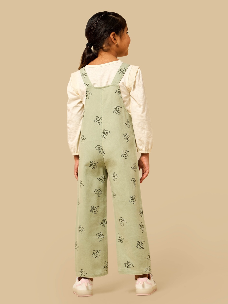 Butterfly Print Dungaree and T-Shirt Set
