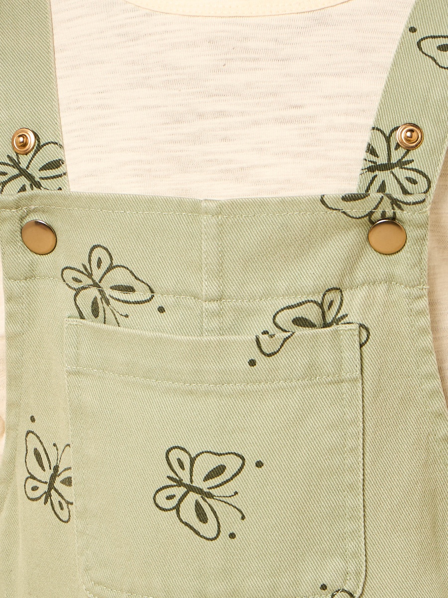Butterfly Print Dungaree and T-Shirt Set