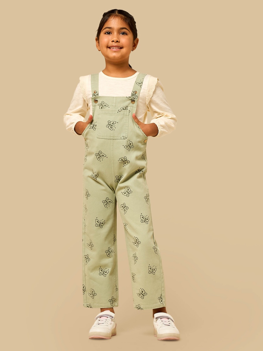 Butterfly Print Dungaree and T-Shirt Set