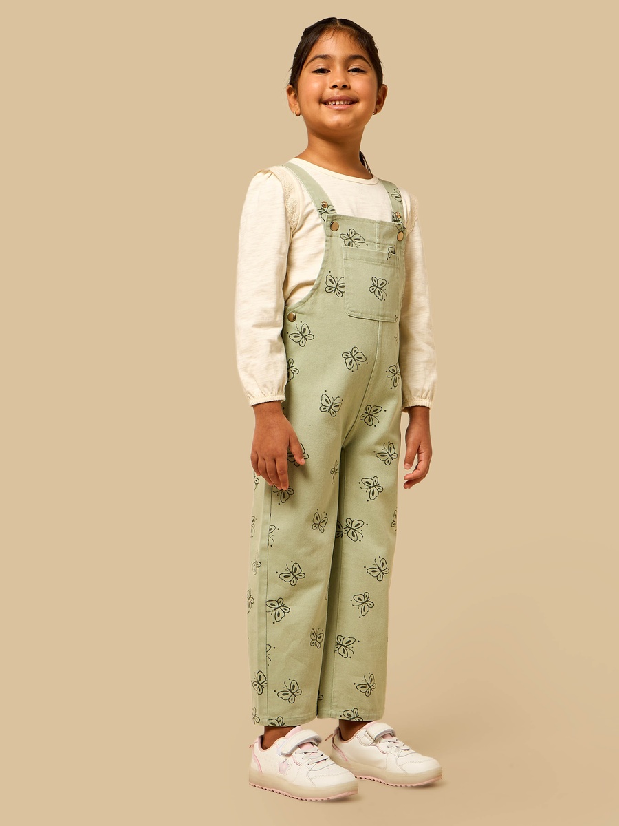Butterfly Print Dungaree and T-Shirt Set