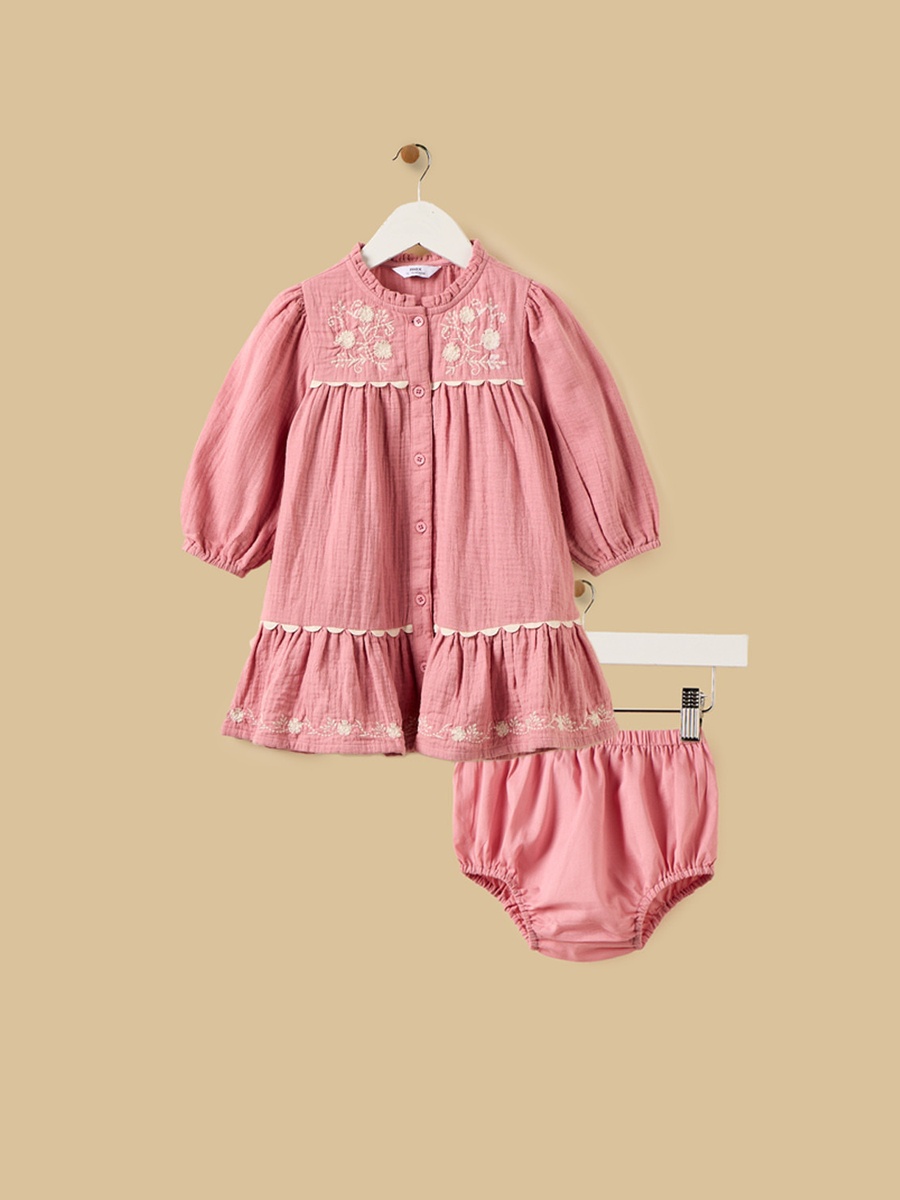 Embroidered Dress with Bloomers