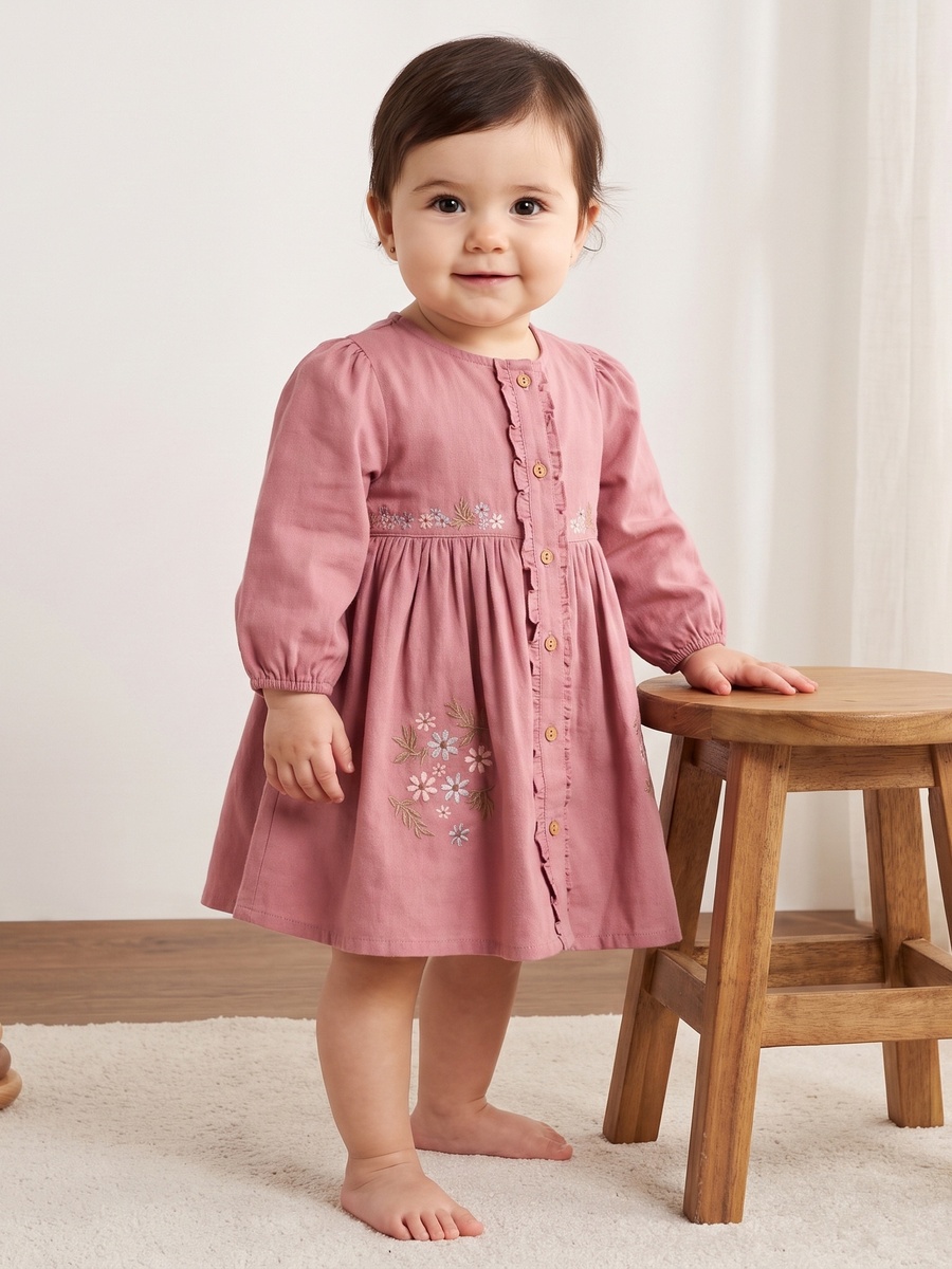 Floral Embroidered Dress with Bloomers