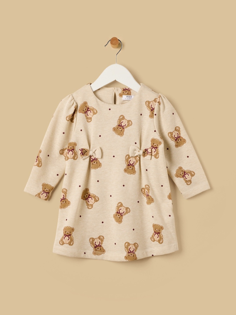 Teddy Bear Print Dress with Tights
