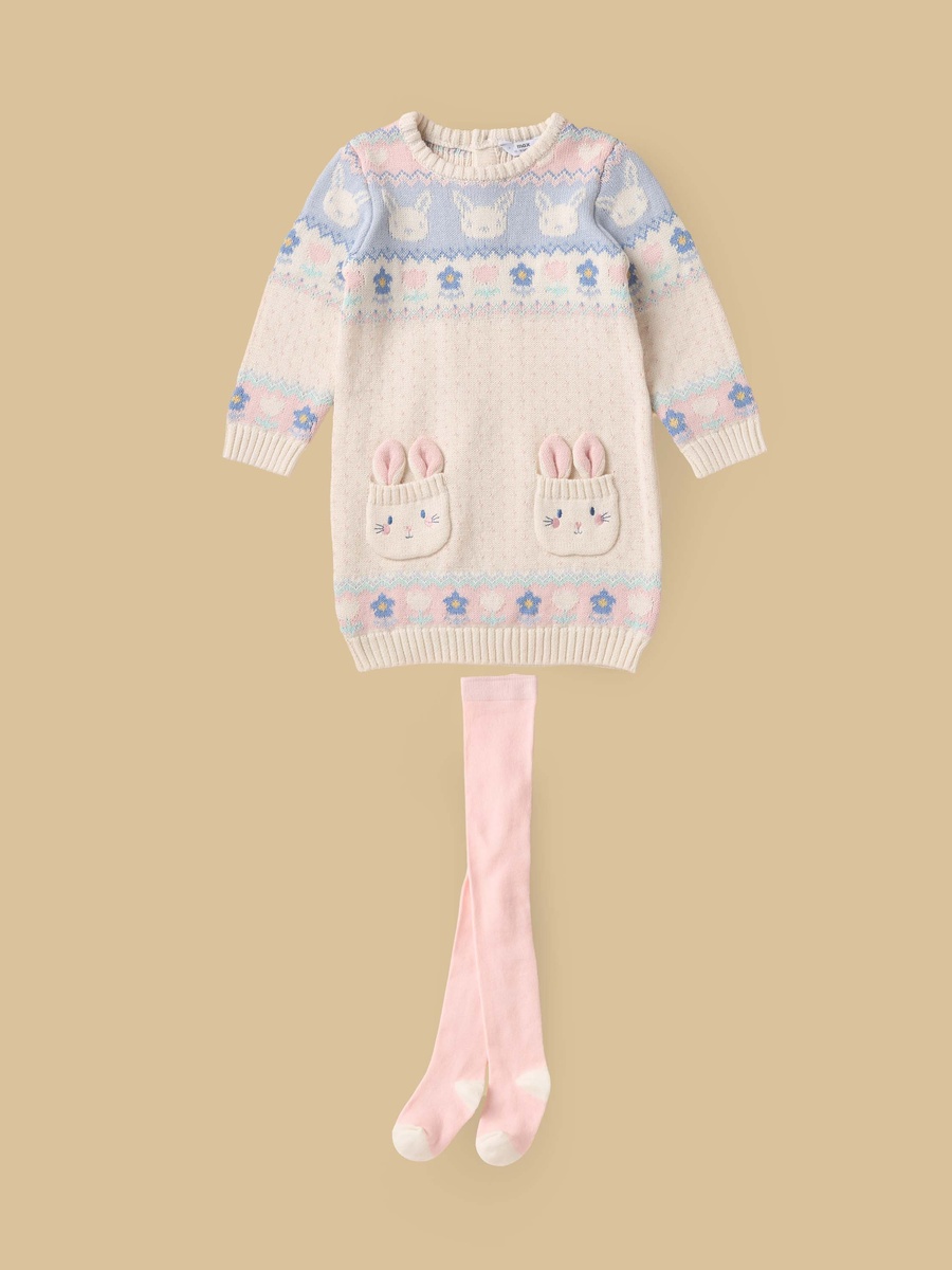 Bunny Sweater Dress with Stockings