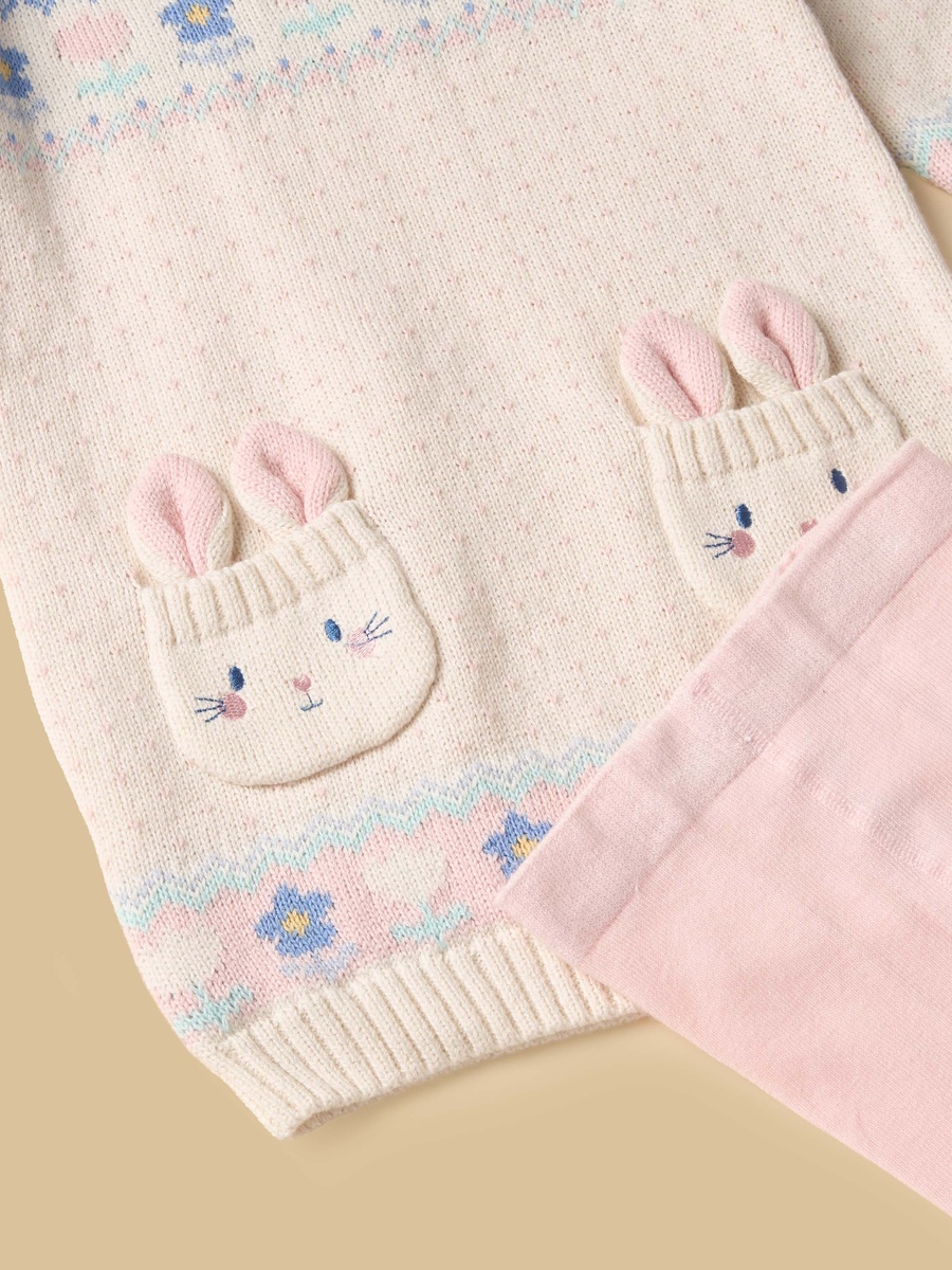 Bunny Sweater Dress with Stockings