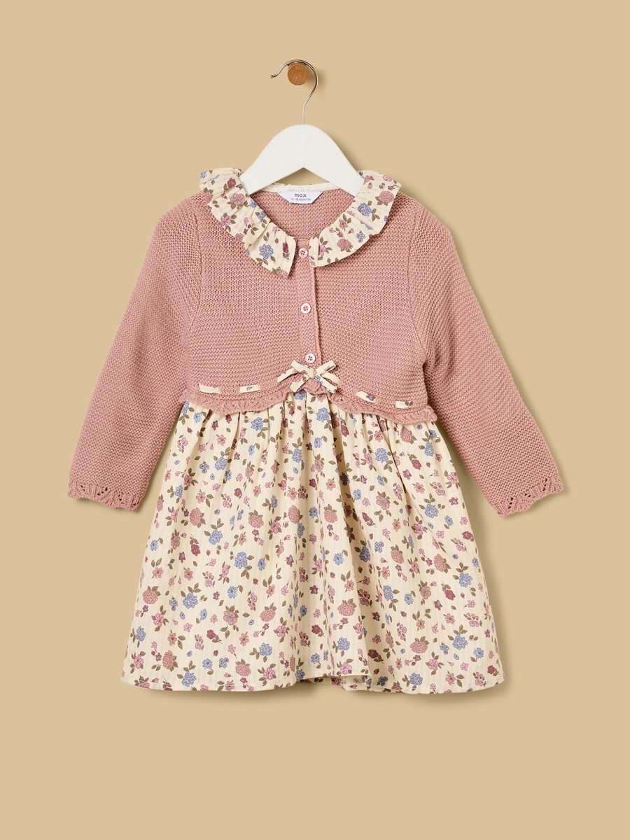 Floral Print Ruffle Collar Dress