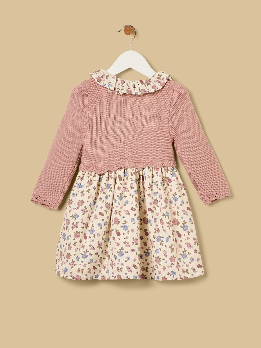 Floral Print Ruffle Collar Dress