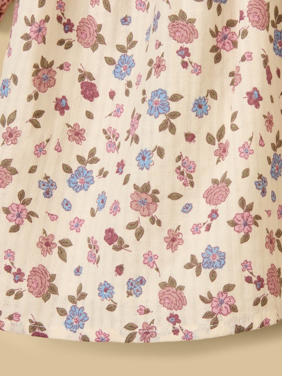 Floral Print Ruffle Collar Dress