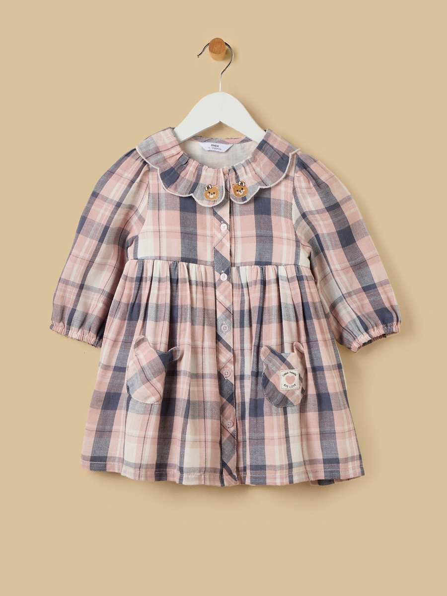 Checked Collared Dress with Bloomers