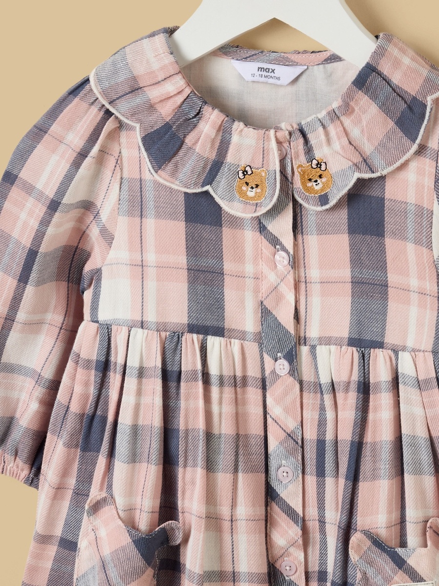 Checked Collared Dress with Bloomers