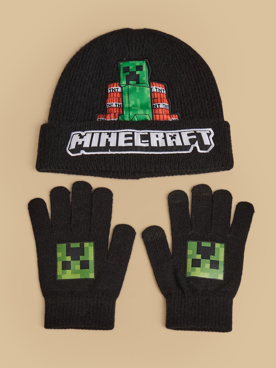 Minecraft Applique Beanie Cap with Gloves