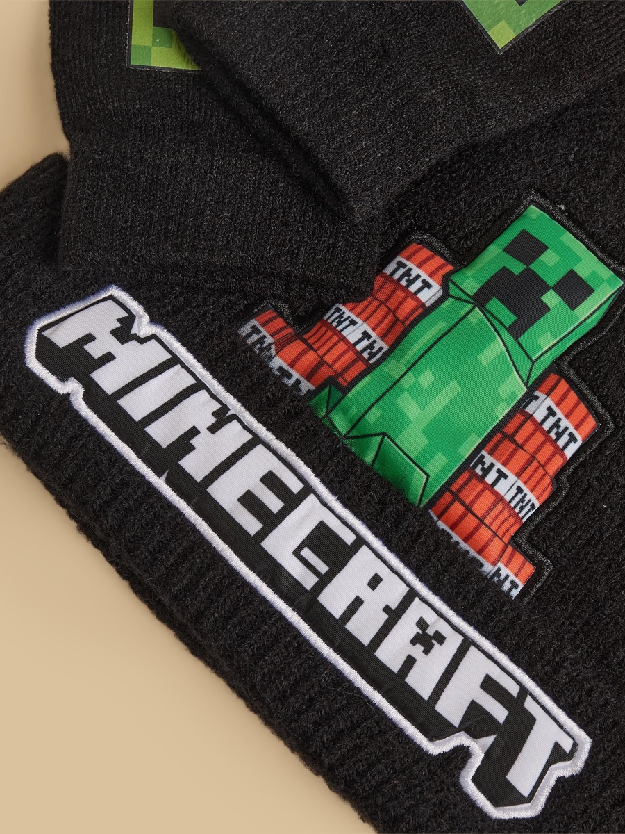 Minecraft Applique Beanie Cap with Gloves