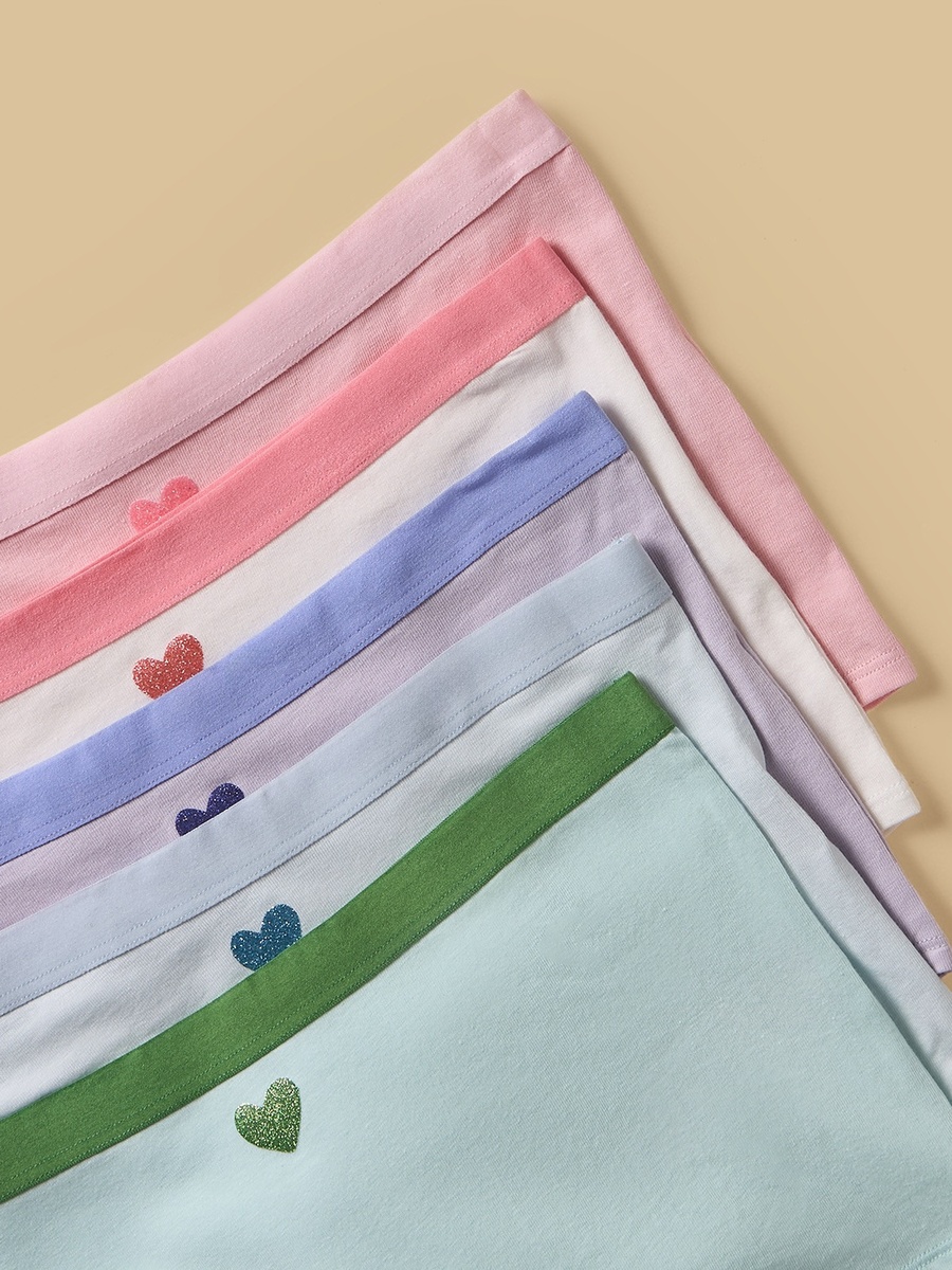 Pack of 5 - Glitter Heart Print Boyshorts