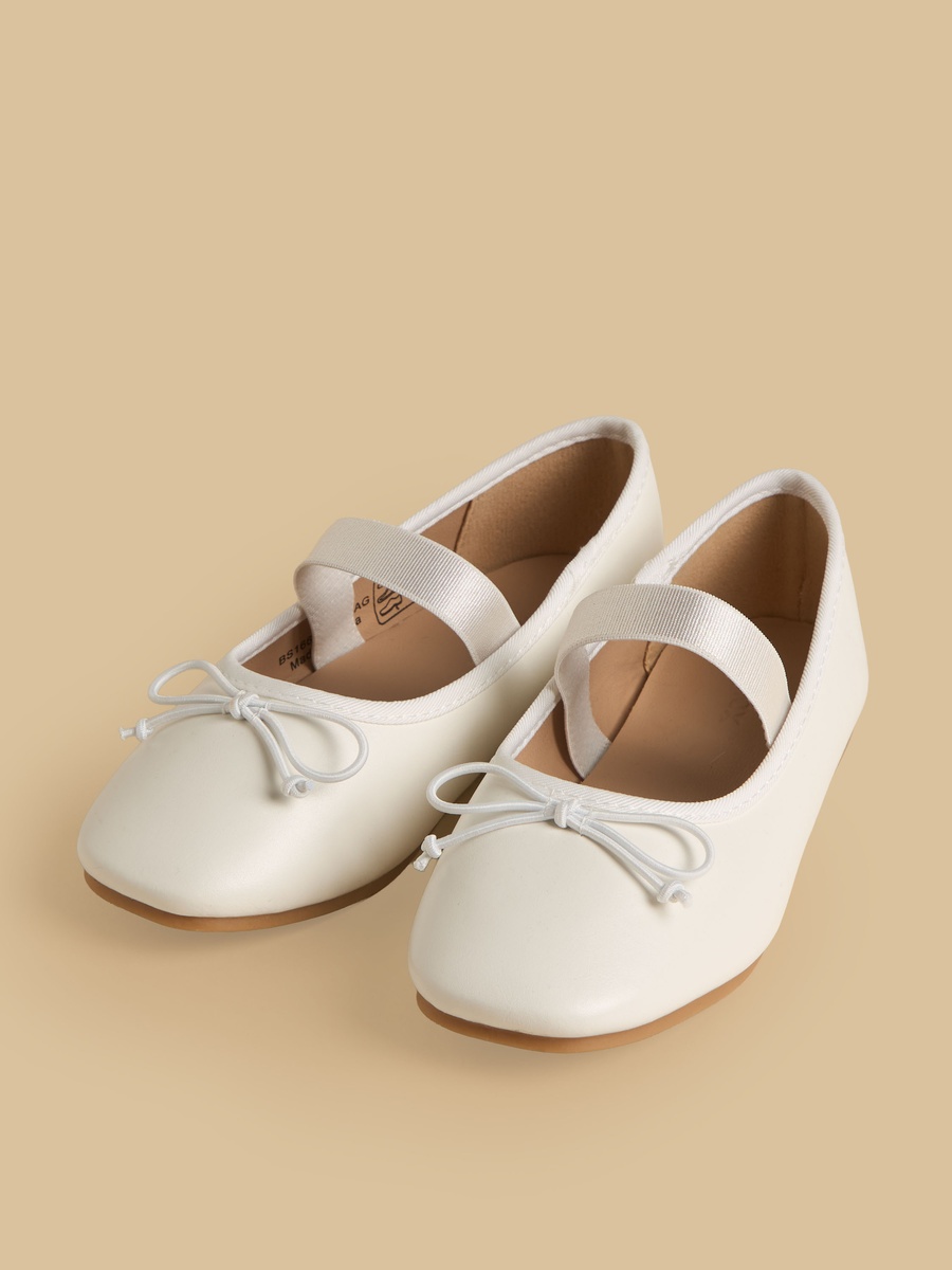 Bow Accent Elastic Strap Ballerina Shoes