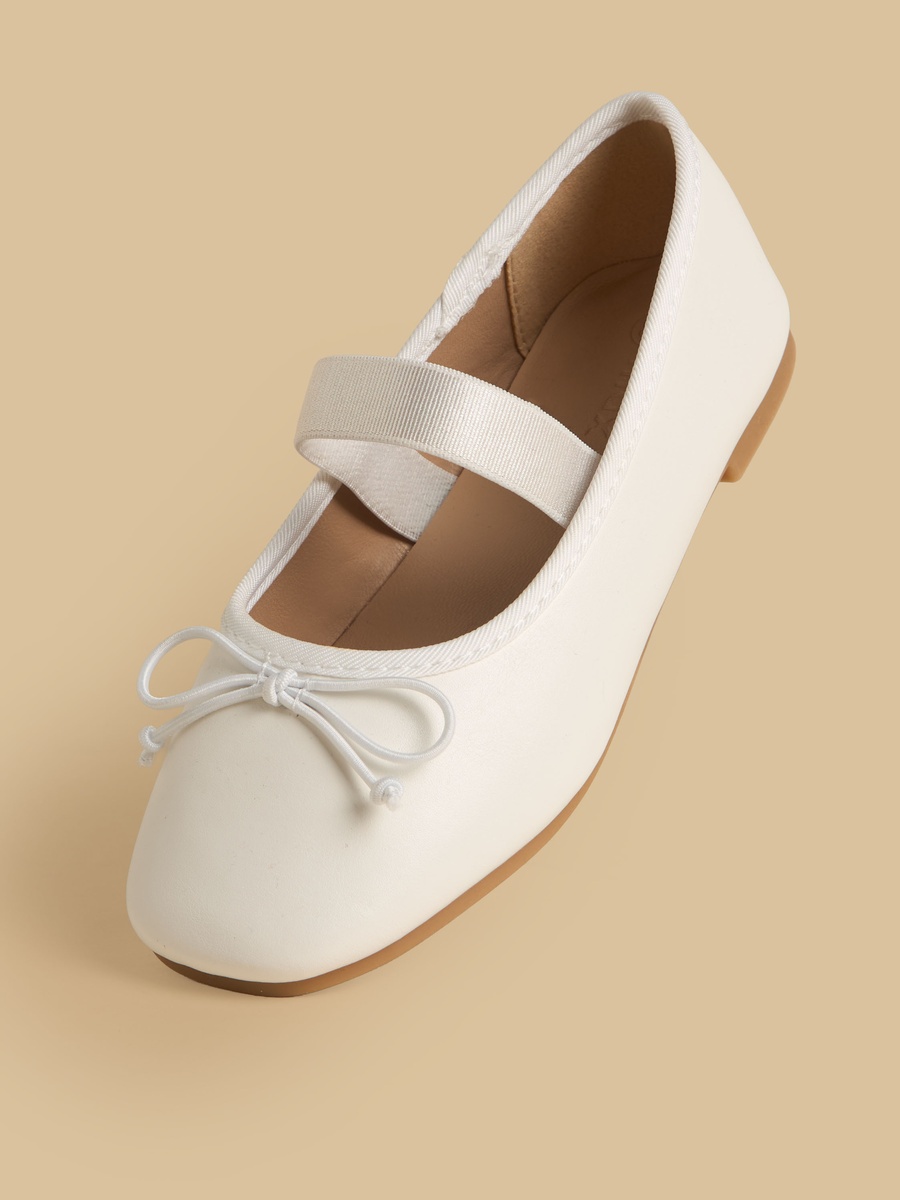 Bow Accent Elastic Strap Ballerina Shoes