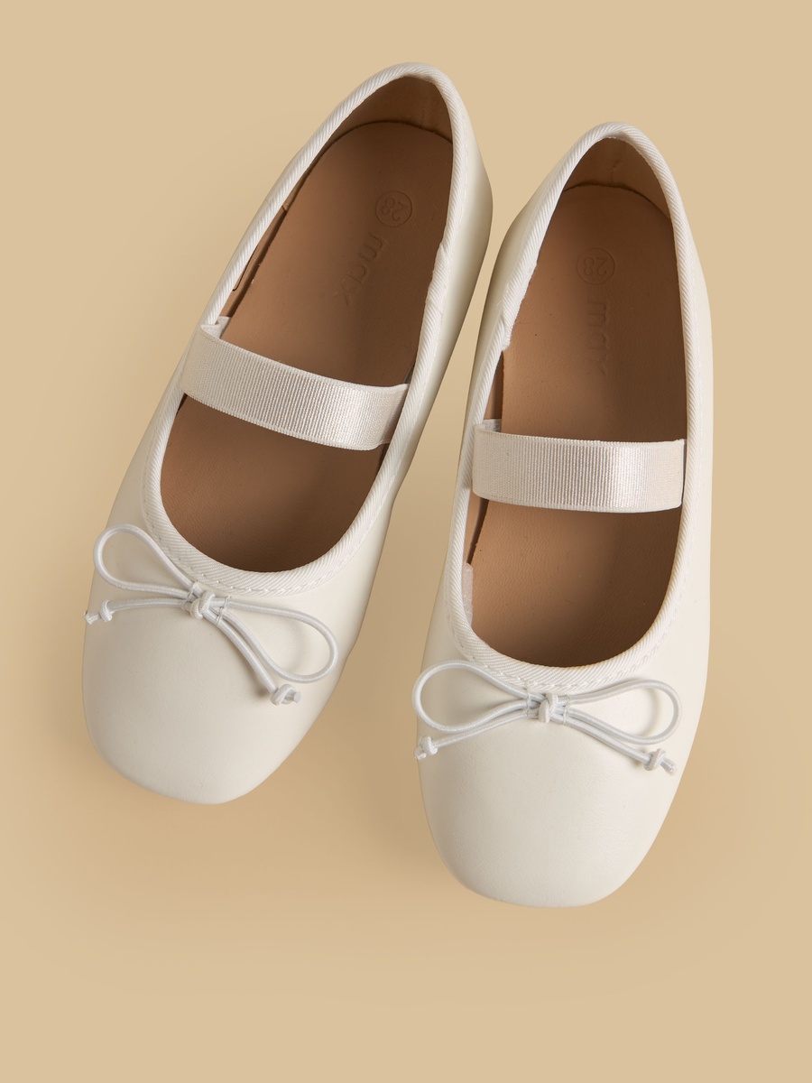 Bow Accent Elastic Strap Ballerina Shoes