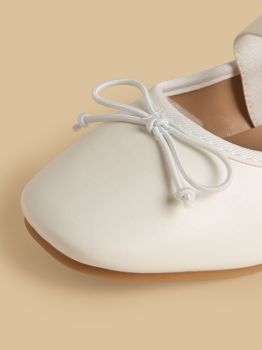 Bow Accent Elastic Strap Ballerina Shoes