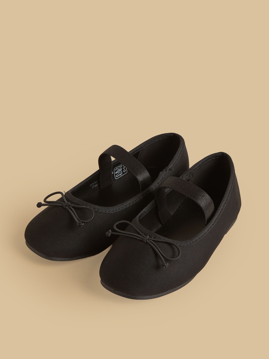Bow Accent Ballerina Shoes with Elastic Strap