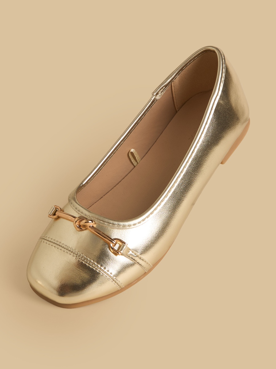 Metal Accent Slip-On Ballerina Shoes