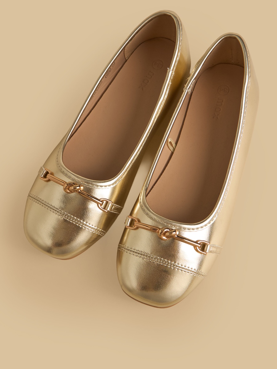 Metal Accent Slip-On Ballerina Shoes