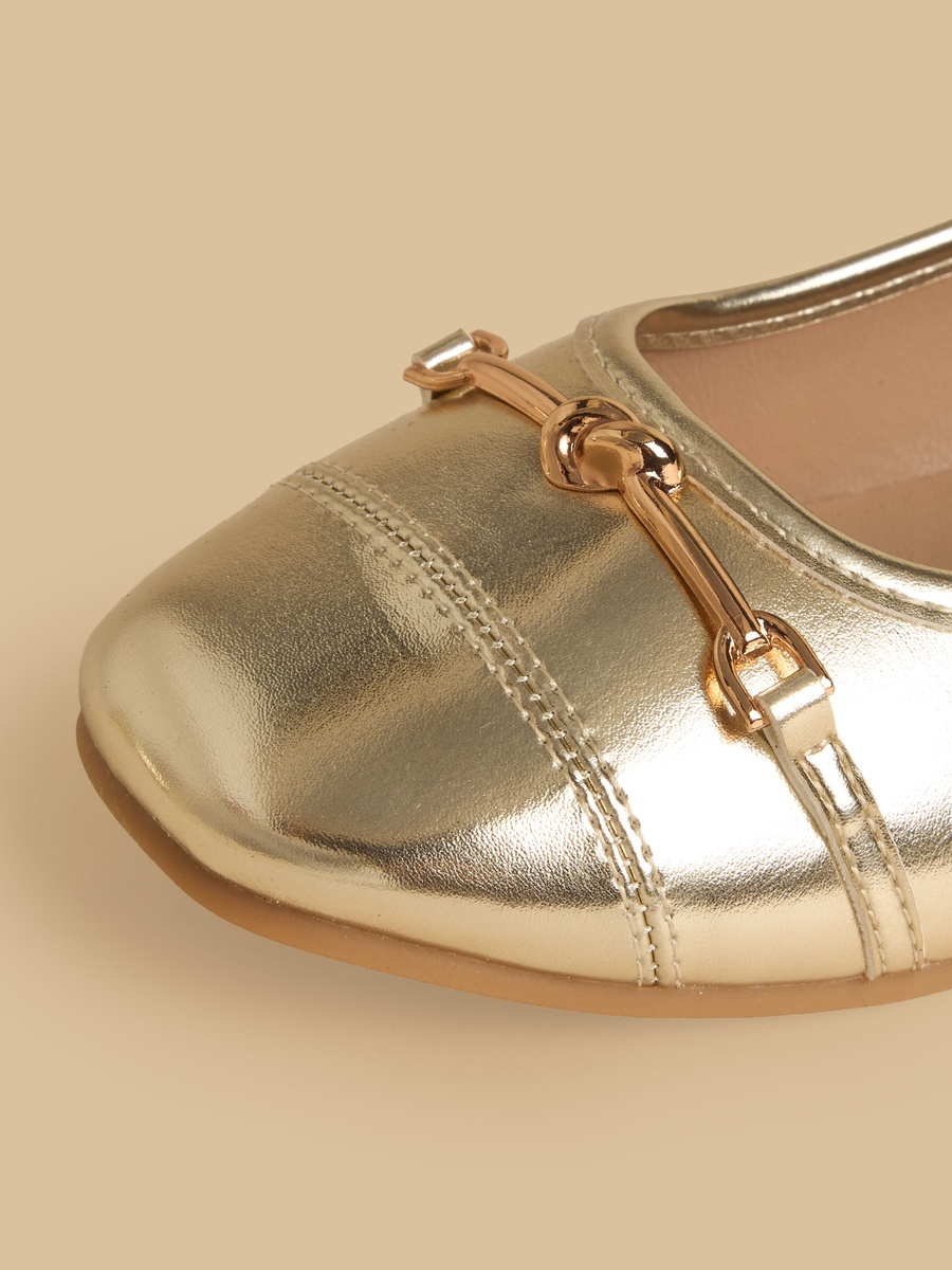 Metal Accent Slip-On Ballerina Shoes