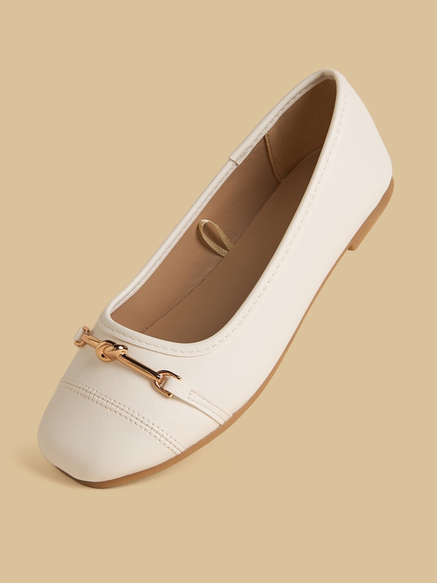 Metal Accent Slip-On Ballerina Shoes